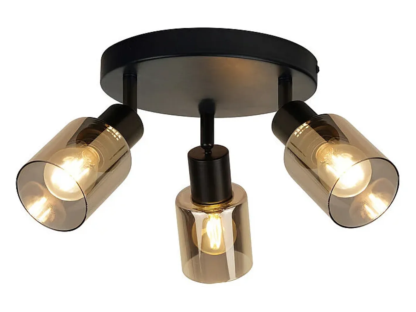 NETTLIFE Lámpara de techo con 3 llamas, color , industrial, E14, para sala de estar Negro Best