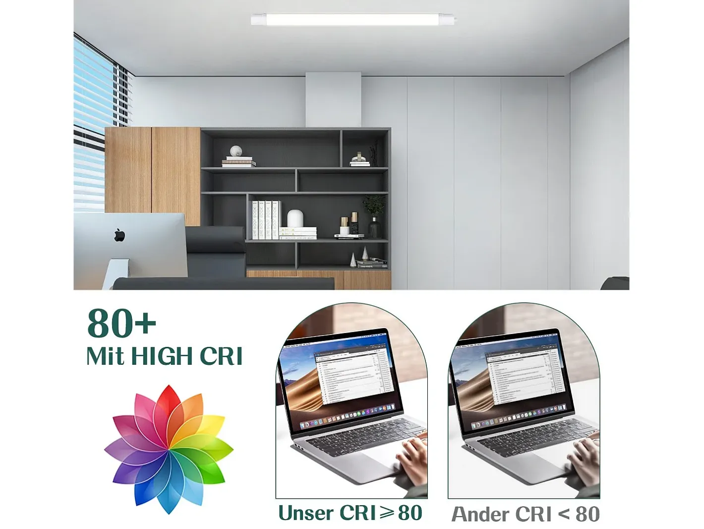Best NETTLIFE Lámpara de techo 2er LED a prueba de humedad 90CM - 24W 3000LM lámpara de techo lámpara de cocina lámpara de bañera IP65 5000K Blanco