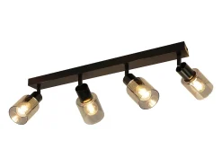 NETTLIFE Lámpara de techo con 4 llamas, color , industrial, E14, para sala de estar Negro