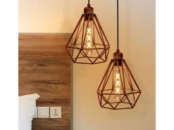 Lámpara Suspendida-Lámpara de techo Nevada Lumit 60W altura regulable cobre Ø28x30 cm Marru00f3n