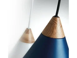 Lámpara Suspendida-Lámpara de techo ODA estilo moderno - Alt. 150 cm x D. 25,5 cm - E27 60W - acero y madera de fresno- - IP 20 Blanco