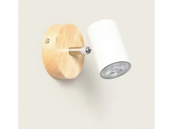 Online Ledkia Lámpara de Techo Orientable Madera 1 Foco Olmo Blanco Multicolor
