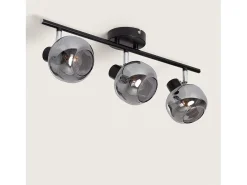 Ledkia Iluminación Exterior-Lámpara de Techo Orientable Metal y Cristal 3 Focos Romsy Gris Multicolor