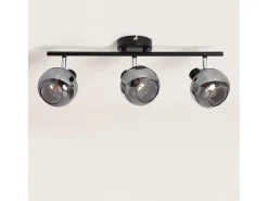 Ledkia Iluminación Exterior-Lámpara de Techo Orientable Metal y Cristal 3 Focos Romsy Gris Multicolor