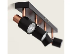 Ledkia Iluminación Exterior-Lámpara de Techo Orientable Metal 4 Focos Albus Black Rose Large Negro Multicolor