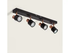 Ledkia Iluminación Exterior-Lámpara de Techo Orientable Metal 4 Focos Albus Black Rose Large Negro Multicolor