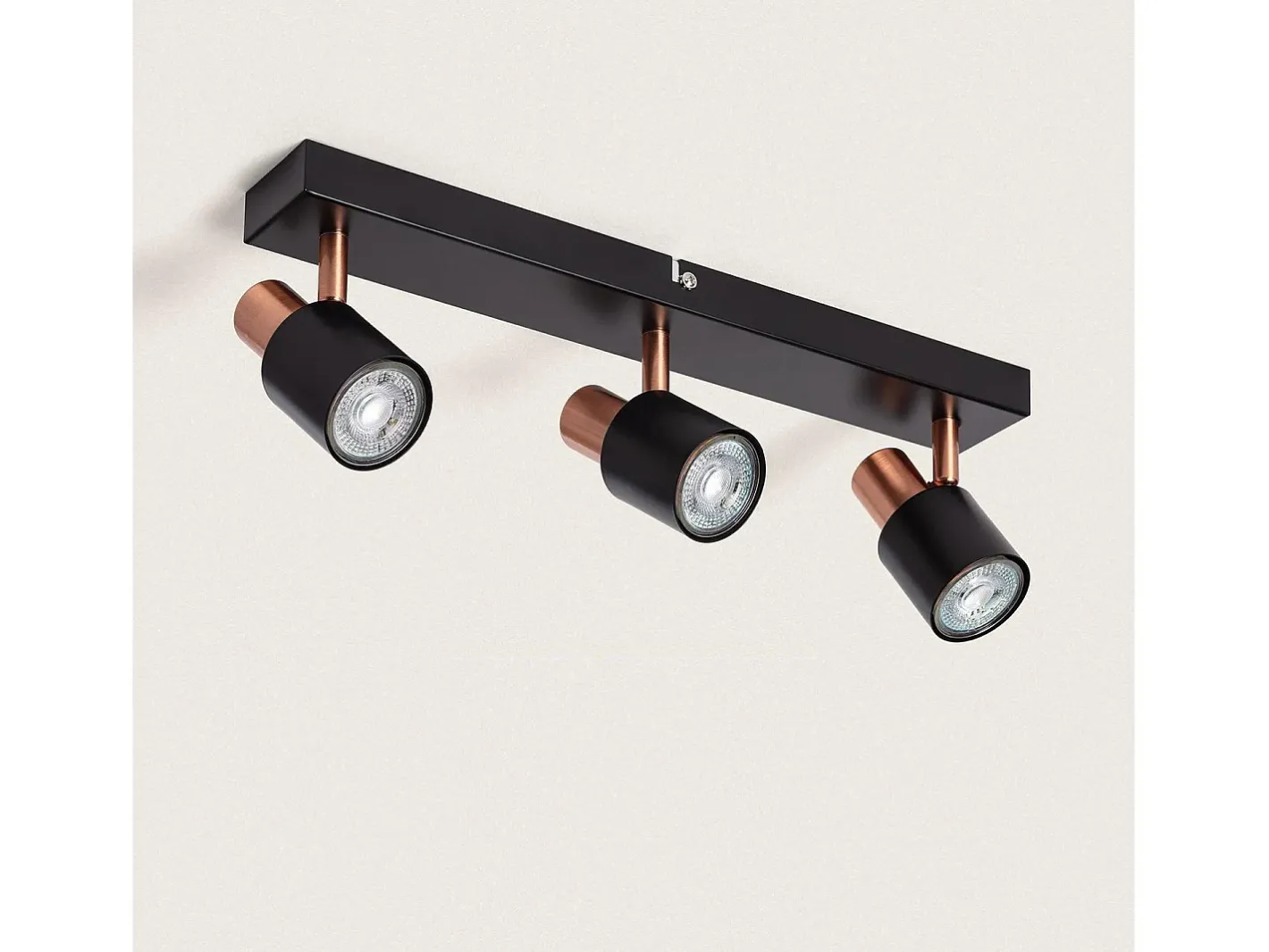 Ledkia Lámpara de Techo Orientable Metal 3 Focos Albus Black Rose Large Negro Multicolor Online