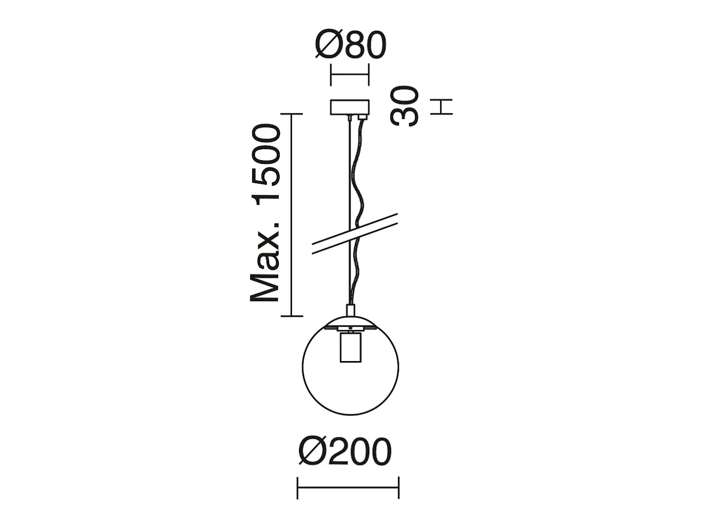 Lámpara Suspendida-Lámpara de techo OXY estilo clásico y atemporal - D.ø20 cm x Alt. 150 cm - E27 40W - esfera transparente ø20 cm - acero y oro Plateado