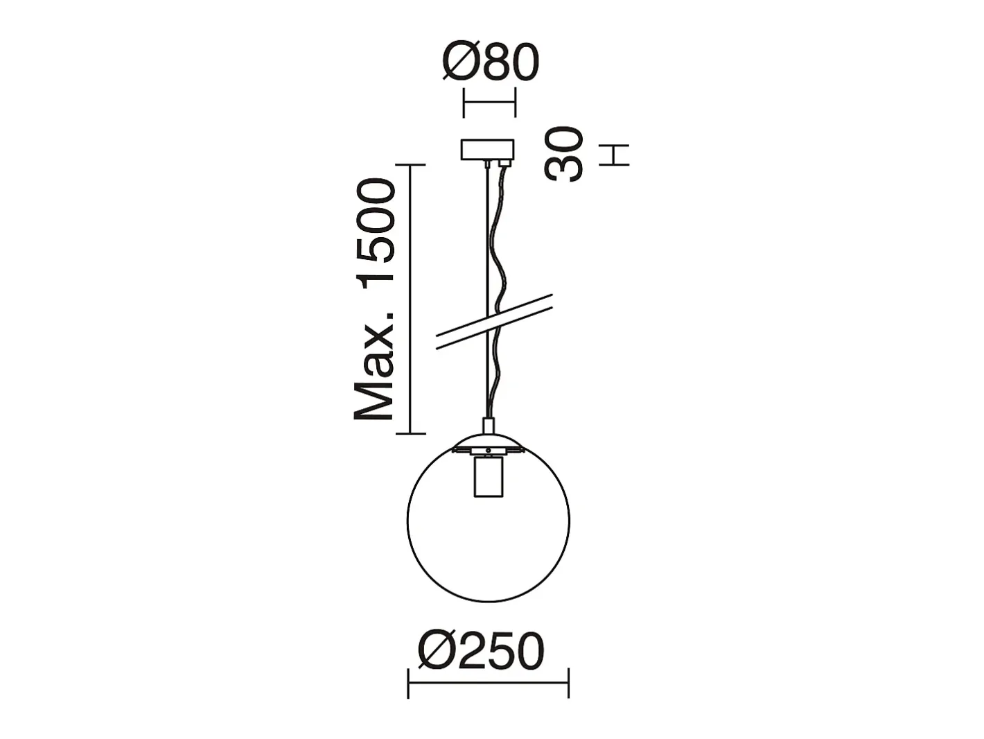 Lámpara de techo OXY estilo clásico y atemporal - D.ø25 cm x Alt. 150 cm - E27 40W - esfera transparente ø25 cm - acero y Negro Online