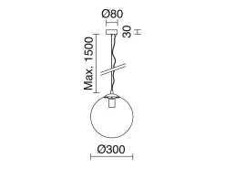 Lámpara de techo OXY estilo clásico y atemporal - D.ø30 cm x Alt. 150 cm - E27 40W - esfera opal ø30 cm - acero y oro Plateado Online