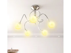 Discount Lámpara de techo pantallas cristal redonda 5 bombillas LED G9 ES341447 Blanco