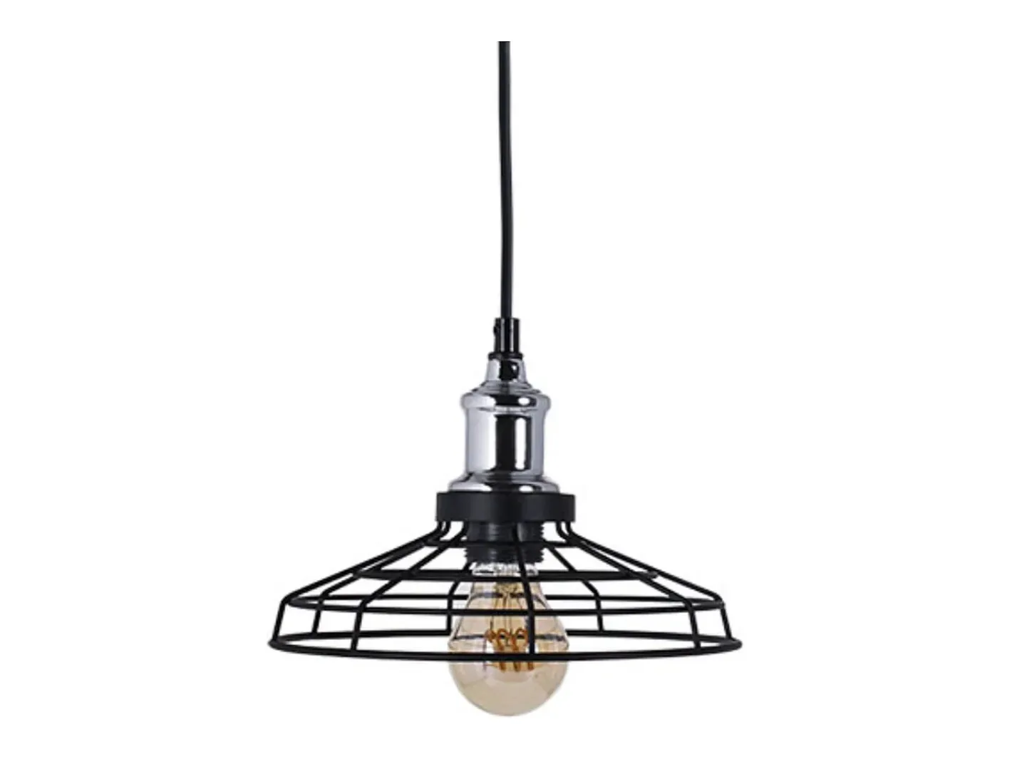 Lámpara Suspendida-Lámpara de techo Pascal Lumit 60W altura regulable /cromo Ø23 cm Negro