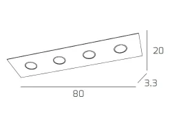 Lámpara de techo rectangular Toplight Path de 4 luces con casquillo GX53, estructura roja, diseño moderno 80x20x3cm Rojo Discount