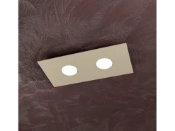 Plafón-Lámpara de techo rectangular Toplight Area de 2 luces con casquillo GX53, estructura color arena, diseño moderno 40x20x3cm Marru00f3n chocolate