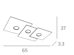 Discount Lámpara de techo rectangular Toplight Plate de 3 luces con casquillo GX53, estructura , diseño moderno 65x37x3cm Gris