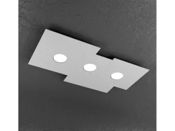 Discount Lámpara de techo rectangular Toplight Plate de 3 luces con casquillo GX53, estructura , diseño moderno 65x37x3cm Gris