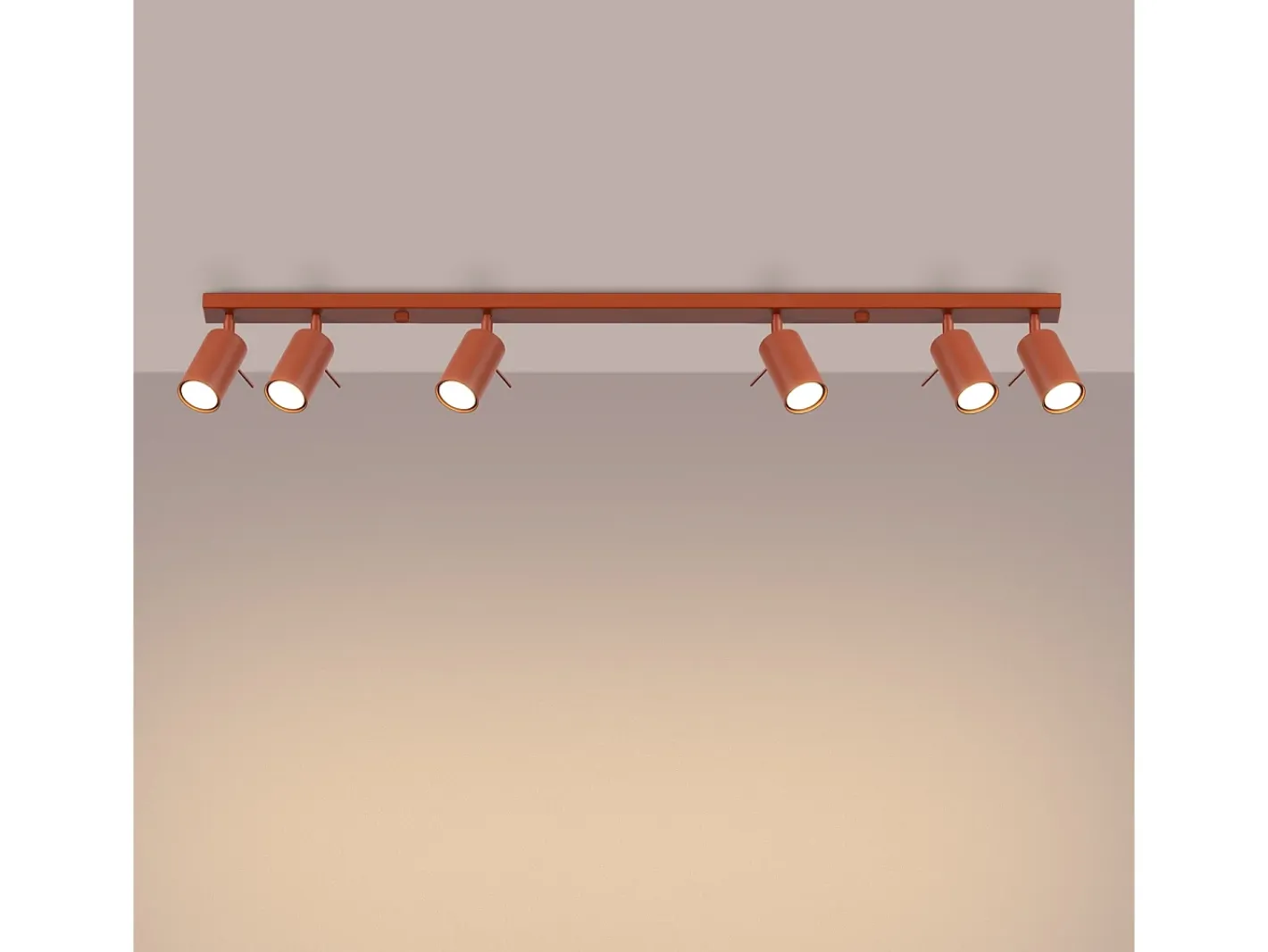 Best Sollux Lighting Lámpara De Techo Ring Moderno De Acero - 6 Fuentes Luminosas - L.117 X A.17 Cm - Ocre Rojo