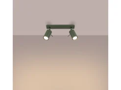 New Sollux Lighting Lámpara De Techo Ring Moderno De Acero - 2 Fuentes Luminosas - L.30 X A.17 Cm - Oliva Verde