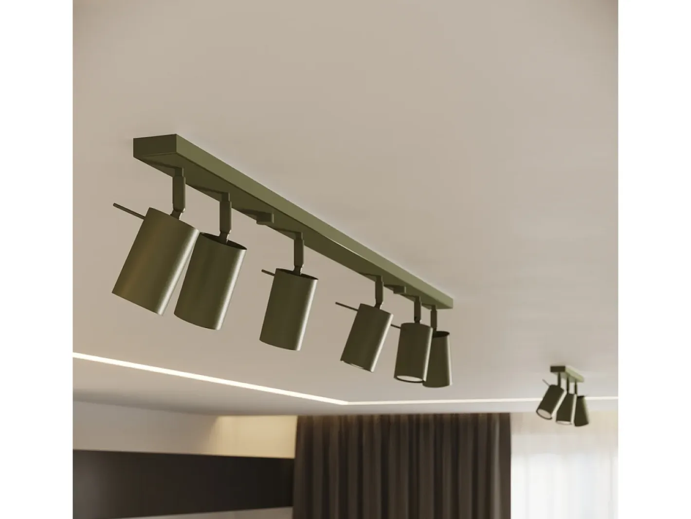 Sollux Lighting Plafón-Lámpara De Techo Ring Moderno De Acero - 6 Fuentes Luminosas - L.117 X A.17 Cm - Oliva Verde