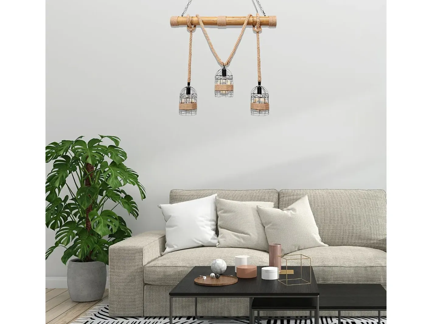Lámpara de techo Soga Lumit 40W altura regulable marrón 80-130x100x100 cm Marru00f3n Best
