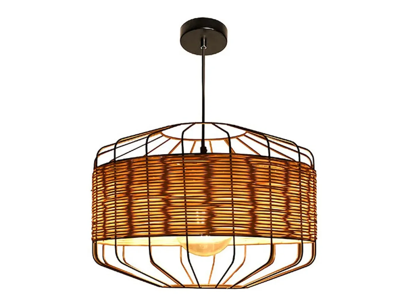 Lámpara de techo Solange Lumit 60W mimbre natural/marrón Ø35x 175 cm Color natural claro Outlet