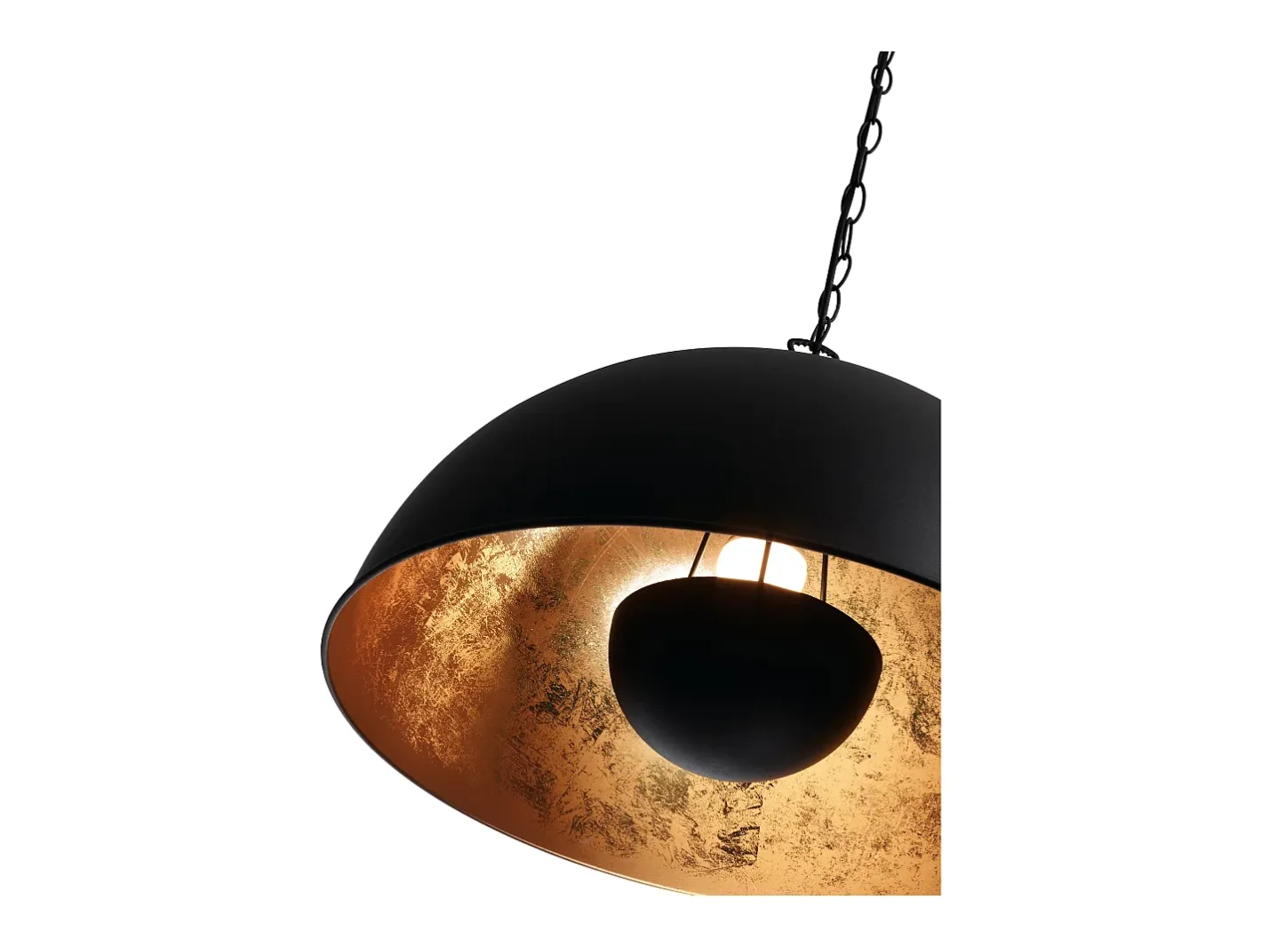 Lámpara Suspendida-Lámpara de techo TANNA de estilo moderno y industrial - Alt. 165 cm x D. 53 cm - E27 60W - acero - y pan de oro - IP20 Negro