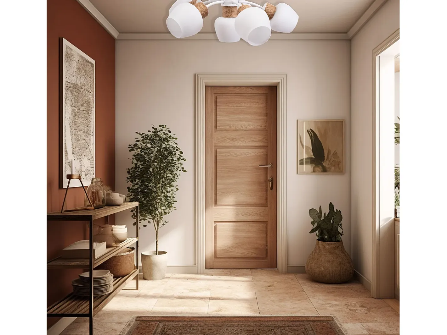 Lámpara De Techo Toolight App1590-6Cp Boho White Beige Blanco Hot