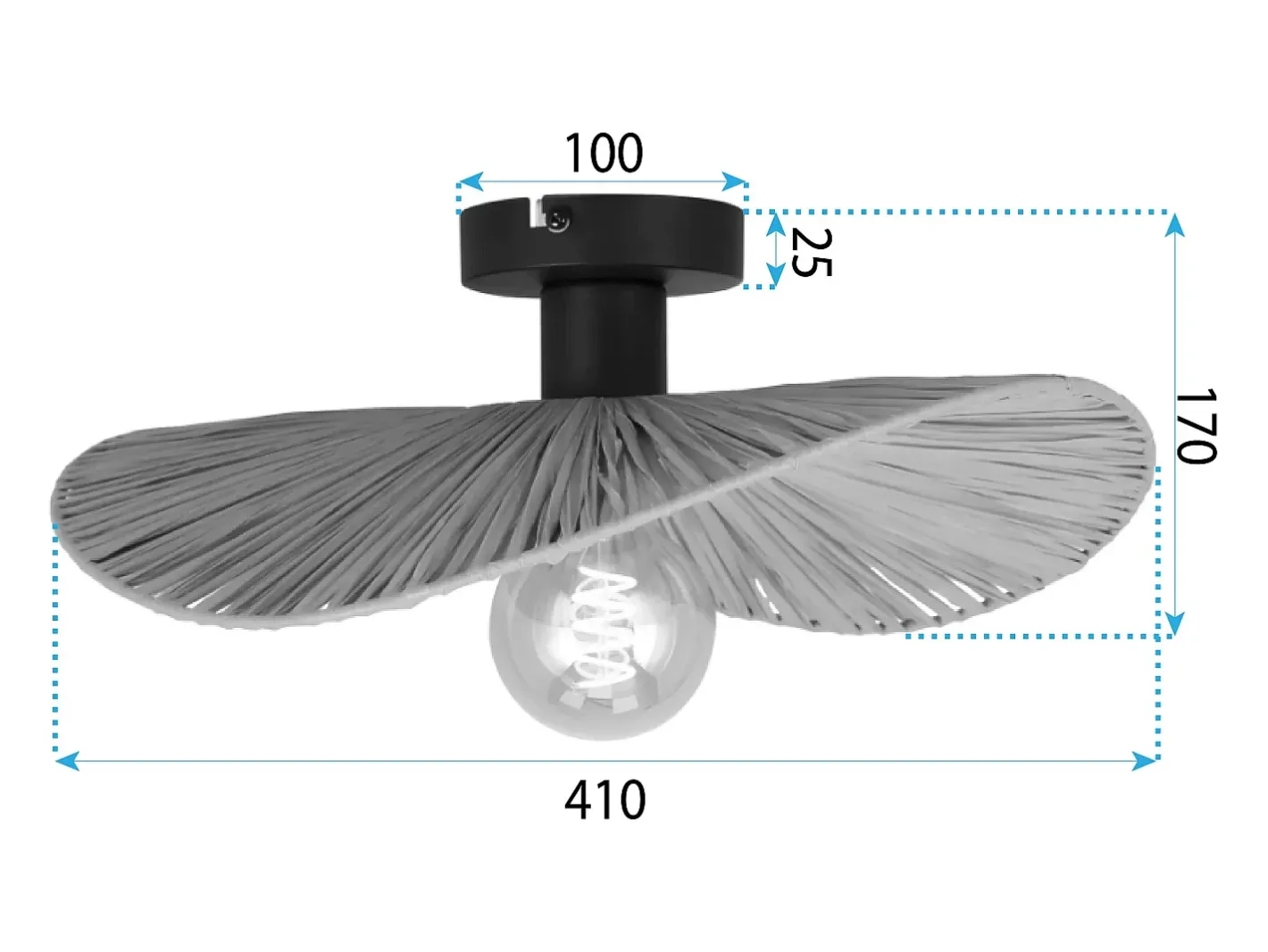 Lámpara De Techo Toolight App1827-1Cp Black Negro