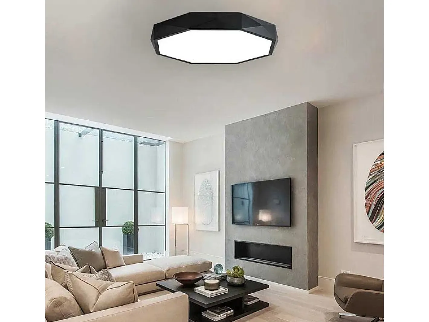 Plafón-Lámpara De Techo Toolight App863-C Diamond 50Cm Black Negro