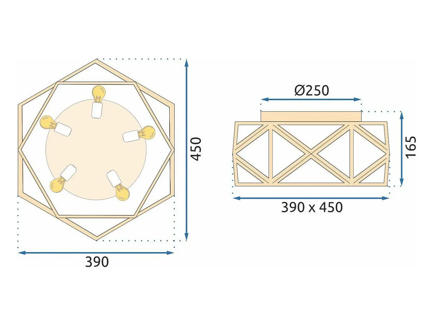 Lámpara De Techo Toolight App1239-C 45Cm Gold Dorado