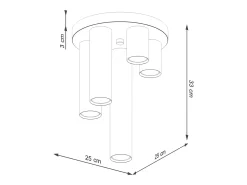 Best Sollux Lighting Lámpara de techo Toris moderno de acero - 5 fuentes luminosas 3000K - L.25 x A.33 cm - Blanco