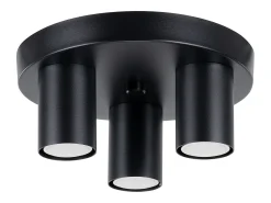 Clearance Sollux Lighting Lámpara de techo Toris moderno de acero - 3 fuentes luminosas 3000K - L.25 x A.12 cm - Negro