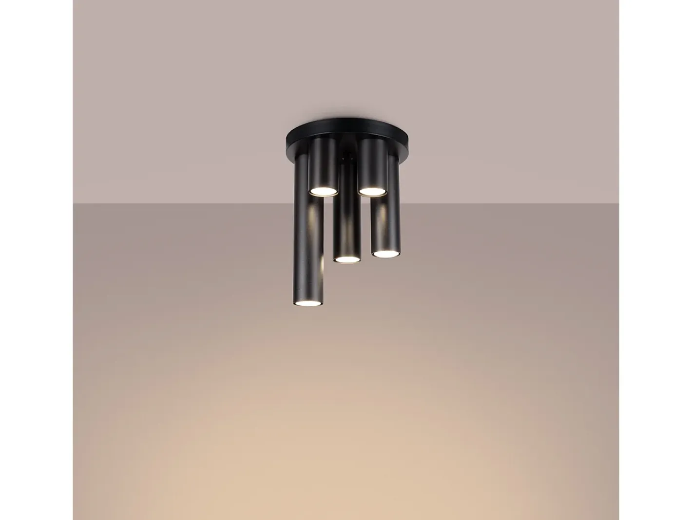 New Sollux Lighting Lámpara de techo Toris moderno de acero - 5 fuentes luminosas 4000K - L.25 x A.33 cm - Negro