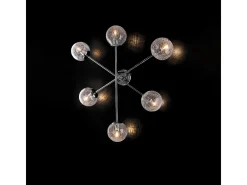 Lámpara de techo Tresor en hierro cromado pulido 6 luces H.20 Ø78 BL215-PL6-CR Plateado Outlet