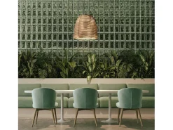 Lámpara de techo TWIST estilo moderno y escandinavo - Alt. 150 cm x D. ø55 cm - GX53 led T2 6W - 480lm y 3000K - ip20- madera haya Marru00f3n Hot