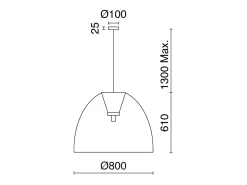 Lámpara Suspendida-Lámpara de techo VIETNAM estilo escandinavo - D. 80 x Alt. 130 cm - acero y fibra natural - negro y mimbre oscuro - IP20- E27 - 15W - exterior Marru00f3n