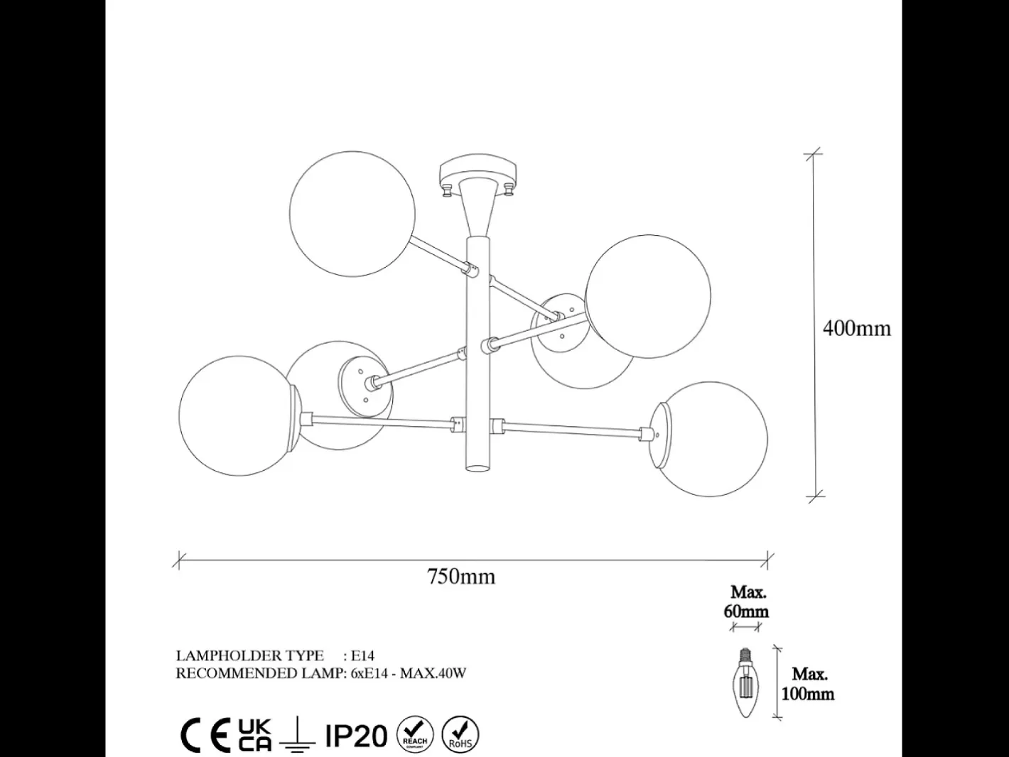 Concept-Usine Lámpara de techo vintage dorada ÉLÉONORE - 6 luces para una iluminación brillante y un ambiente cálido Dorado New