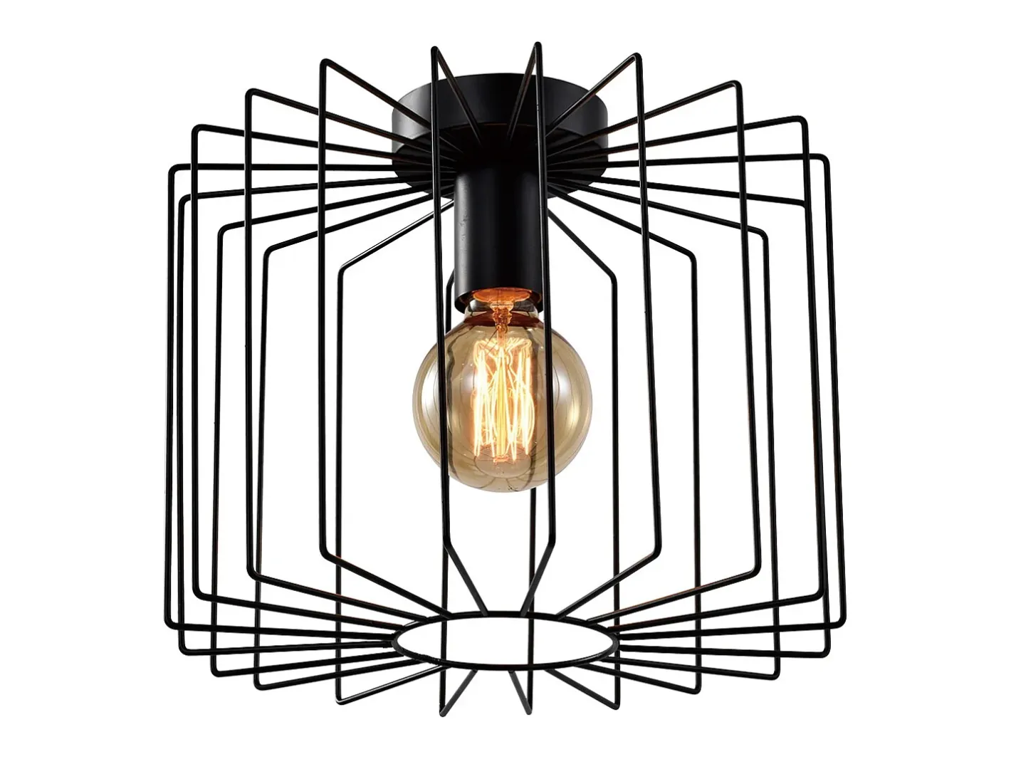 Hot NETTLIFE Lámpara de techo vintage E27, lámpara de araña de jaula negra de 27 cm, lámpara de pasillo de metal retro Negro