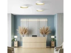 Aplique Para Pared-Lámpara de techo VORADA estilo moderno - D. ø90 cm - LED COB AC 29W - 4000 lm Y 3K- IP20 - pantalla sintética cinta plisada- acero y Blanco