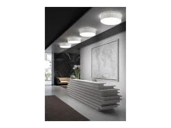 Aplique Para Pared-Lámpara de techo VORADA estilo moderno - D. ø60 cm - LED COB AC 25W - 3540 lm Y 3K- IP20 - pantalla sintética cinta plisada- acero y Beige