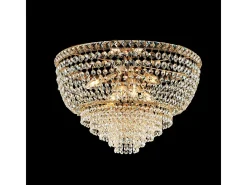 Discount Lámpara de techo Wagner en hierro y latón con pedrería 6 luces H.38 Ø52 BL266-PL6-OR Dorado