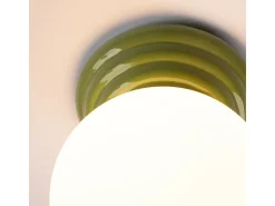 Outlet Sollux Lighting Lámpara de techo Zori minimalista de cerámica/vidrio vidriado - 1 fuentes luminosas - L.12 x A.12 cm - oliva Verde