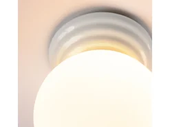 Sollux Lighting Plafón-Lámpara de techo Zori minimalista de cerámica/vidrio vidriado - 1 fuentes luminosas - L.12 x A.12 cm - Blanco