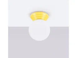 Sale Sollux Lighting Lámpara de techo Zori minimalista de cerámica/vidrio vidriado - 1 fuentes luminosas - L.12 x A.12 cm - Amarillo