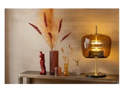 J-Line Lámpara De Mesa-Lámpara LED de vidrio marrón 35*35*58 cm Marru00f3n