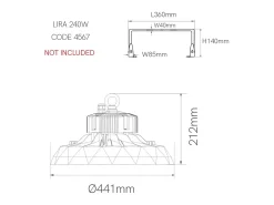 Plafón-Lámpara LED industrial UFO LENS SWITCH 140W/190W/240W 100-260V Negro