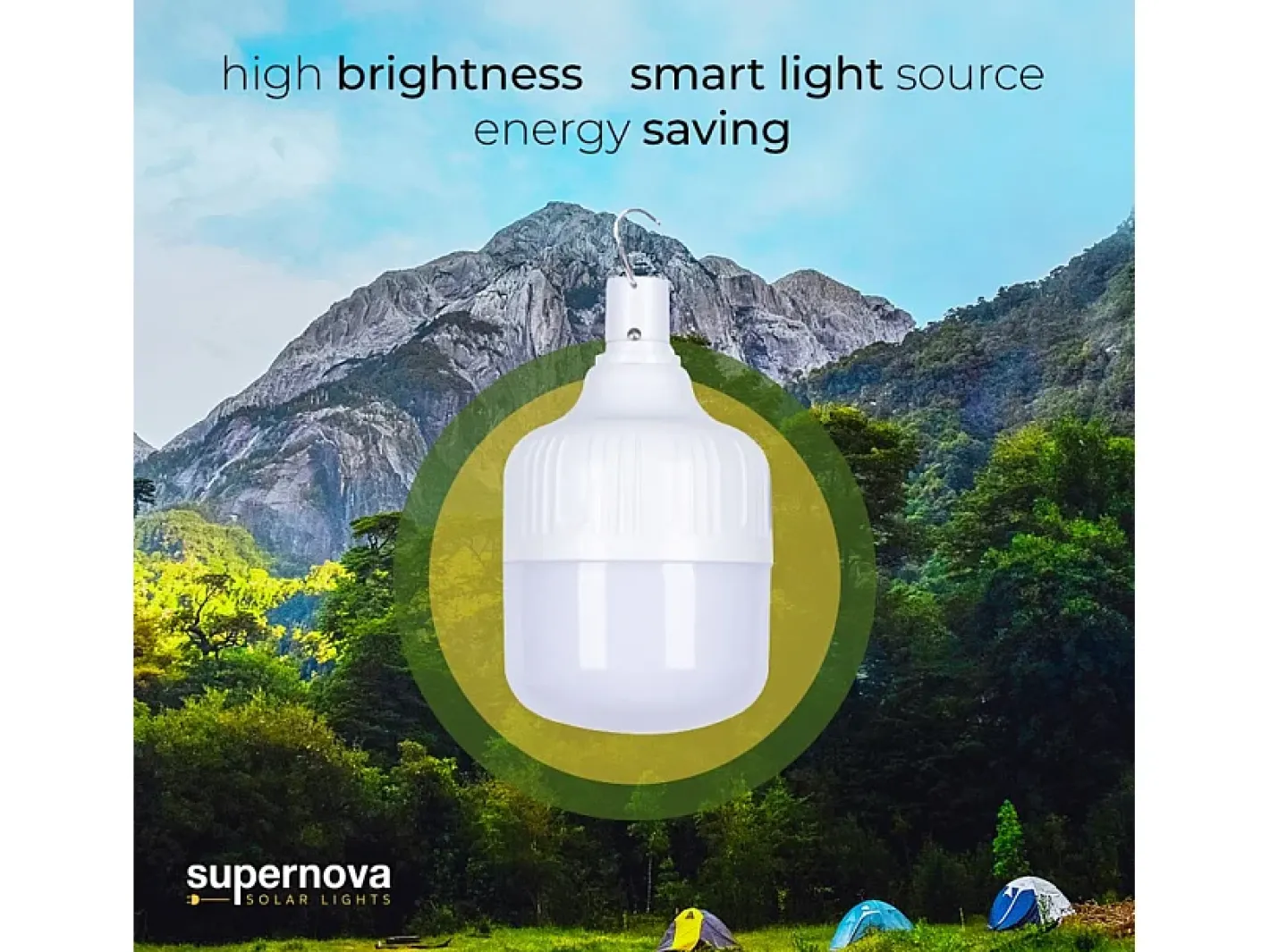 AHD Lámpara LED portátil 50 W para tienda de campaña con panel solar y mando a distancia SunStars Multicolor
