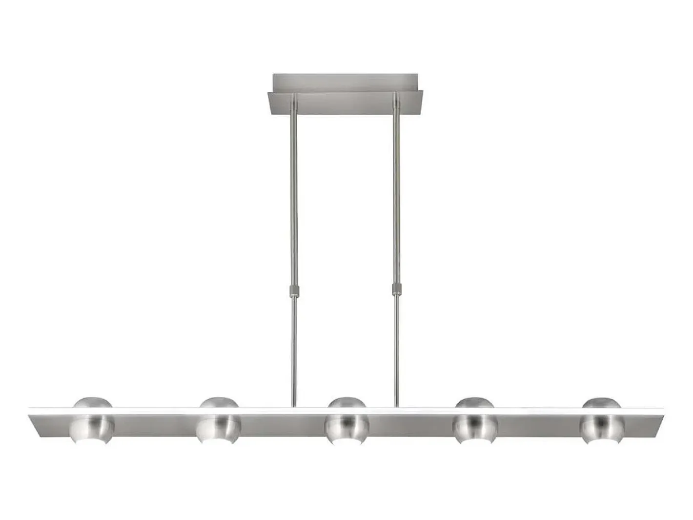 Lámpara Suspendida-Lámpara lineal 5 luces modelo Fanton acabado niquel satinado 64 cm(alto) 90 cm(ancho) 12 Gris