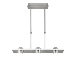 Lámpara Suspendida-Lámpara lineal 3 luces modelo Fanton acabado niquel satinado 65 cm(alto) 64 cm(ancho) 12 Gris