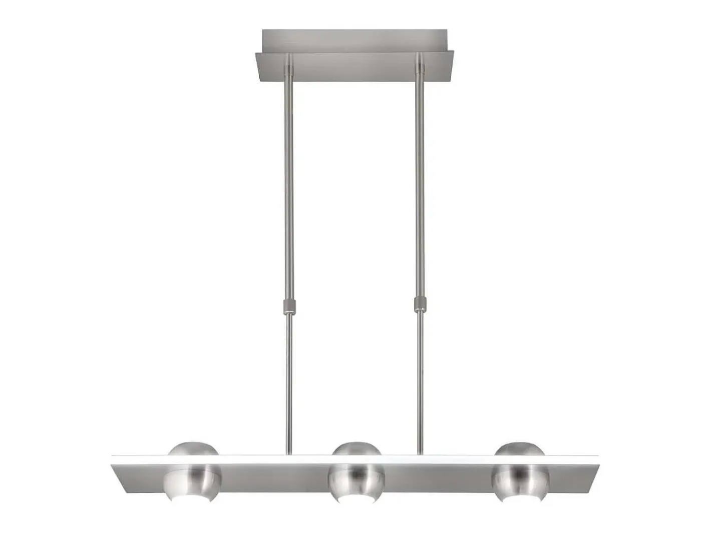 Lámpara Suspendida-Lámpara lineal 3 luces modelo Fanton acabado niquel satinado 65 cm(alto) 64 cm(ancho) 12 Gris